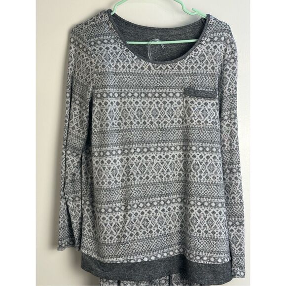 Cuddl Duds sz M soft pajama set - gray print - Picture 3 of 12